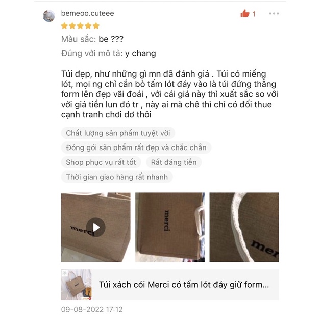 Túi xách cói Merci có tấm lót đáy giữ form phong cách Vintage  - Túi cối du lịch to dày dặn xách đi biển LOẠI 1
