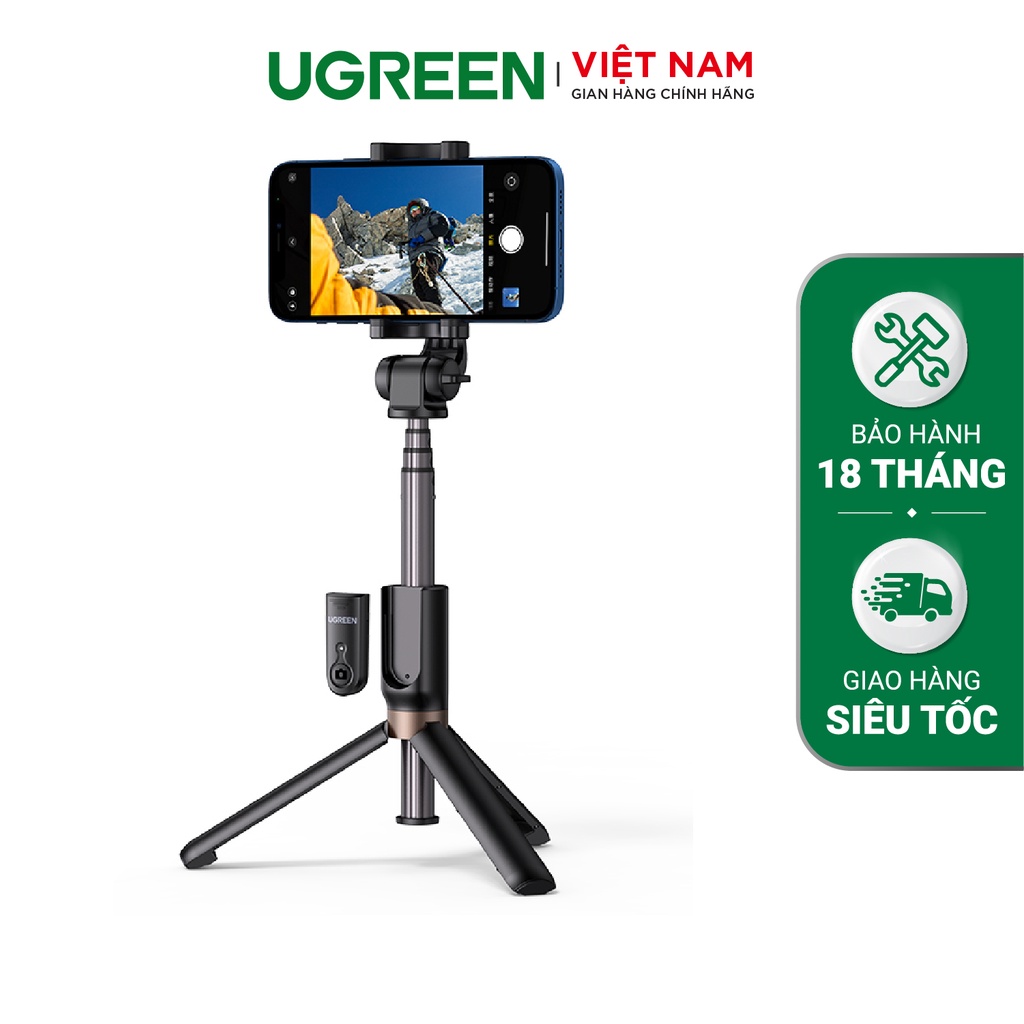Tripod tích hợp gậy selfie chính hãng UGREEN 50735 Cao tối đa 68cm, dùng được điện thoại 4.6 - 7inch và máy ảnh cỡ nhỏ