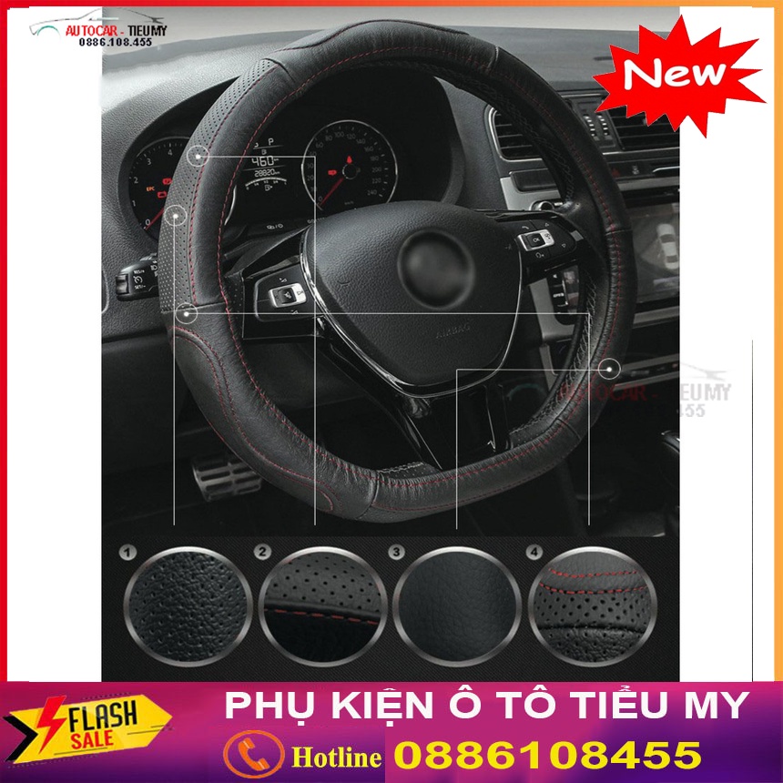 Bọc Vô Lăng Tay Lái Ô Tô Cap Cấp – Chất Liệu Da Cừu 100%, Dành Cho Xe 4 - 5 - 7 Chỗ Bán Tải Đường Kính 38cm