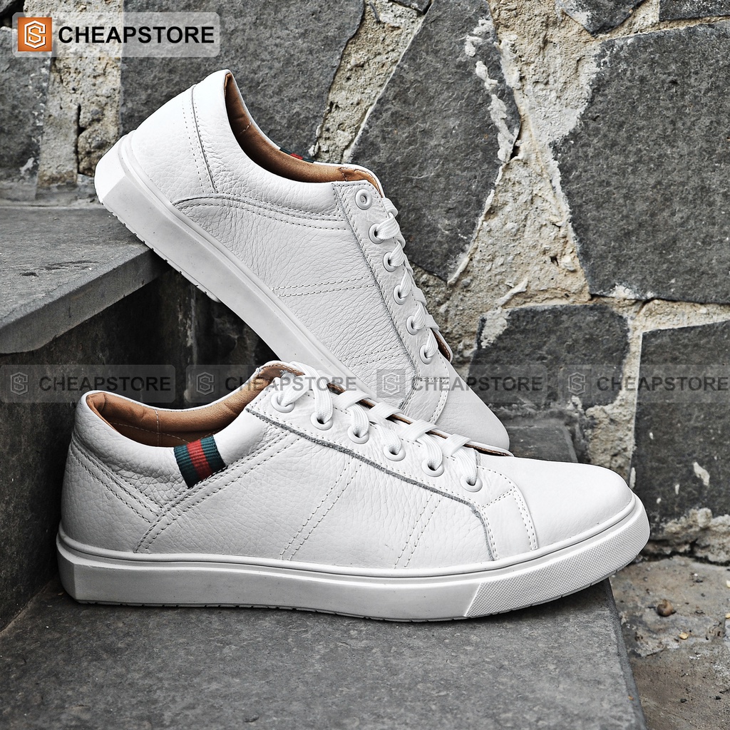 Giày da thể thao nam CHEAPSTORE CS429 Trắng - Giày tăng chiều cao da bò thật 100% (bảo hành 24 tháng) | BigBuy360 - bigbuy360.vn
