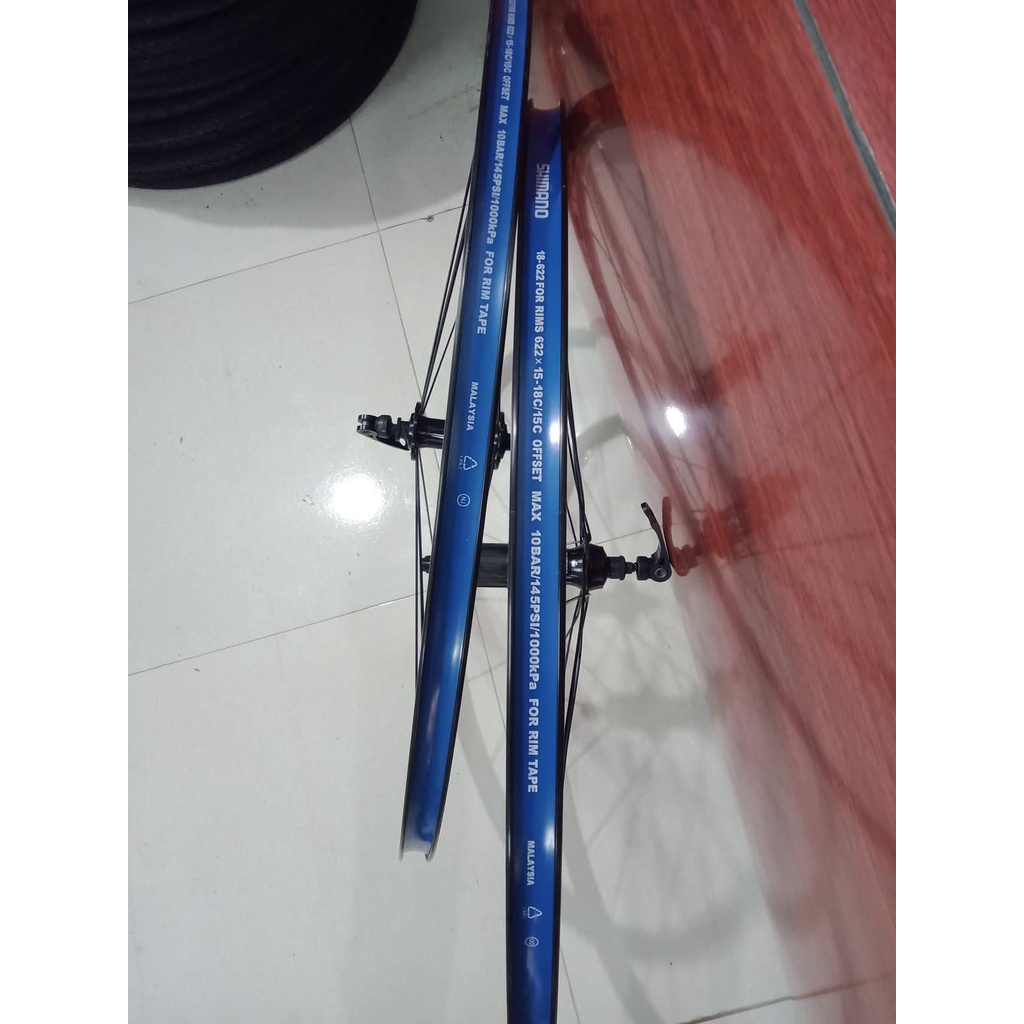 Bộ vành Shimano WH-R501 đan sẵn 700c Líp thả phanh U V Cao cấp