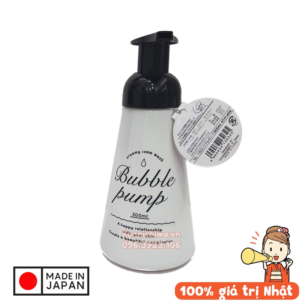 Bình tạo bọt YAMADA 300ml | Chai tạo bọt tuyết nắp ấn giúp tiết kiệm dầu gội, sữa tắm | hàng nội địa Nhật keva