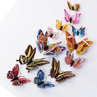 Bộ 12 bướm 3D dán tường phát sáng trang trí phòng cho bé- ảnh thật nha