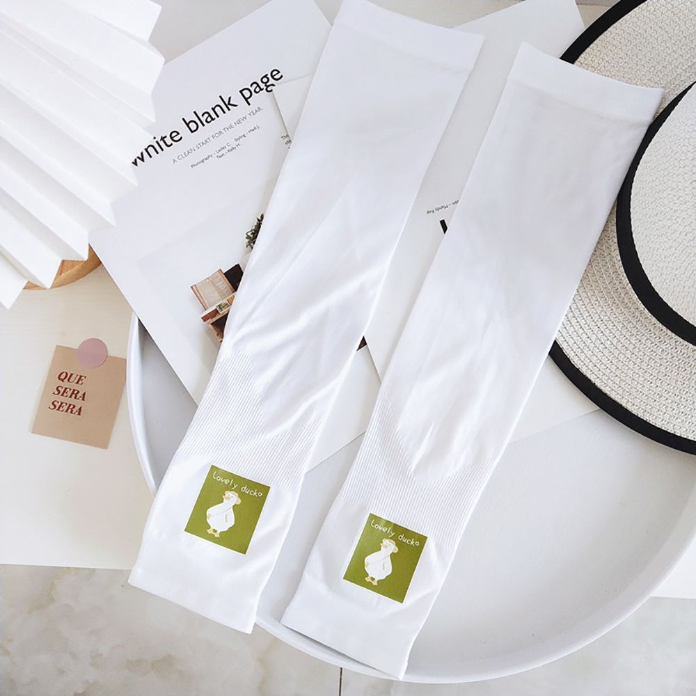 Găng cánh tay bằng lụa lạnh họa tiết quả bơ hoạt hình dễ thương bảo vệ chống nắng cho nữ
