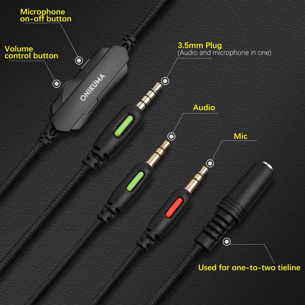 Tai nghe chụp tai Gaming ONIKUMA K19 có mic Chơi game Headphone có dây, RGB, Máy tính xách tay, PC, Điện thoại, Laptop