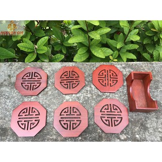 Đế lót ly gỗ chữ Thọ