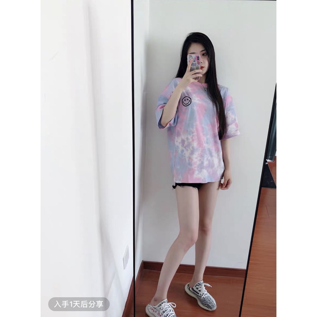 ☀️ÁO THUN TAY LỠ LOAN MÀU HỒNG SMILE