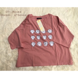 Áo phông croptop tay lửng in hình mèo
