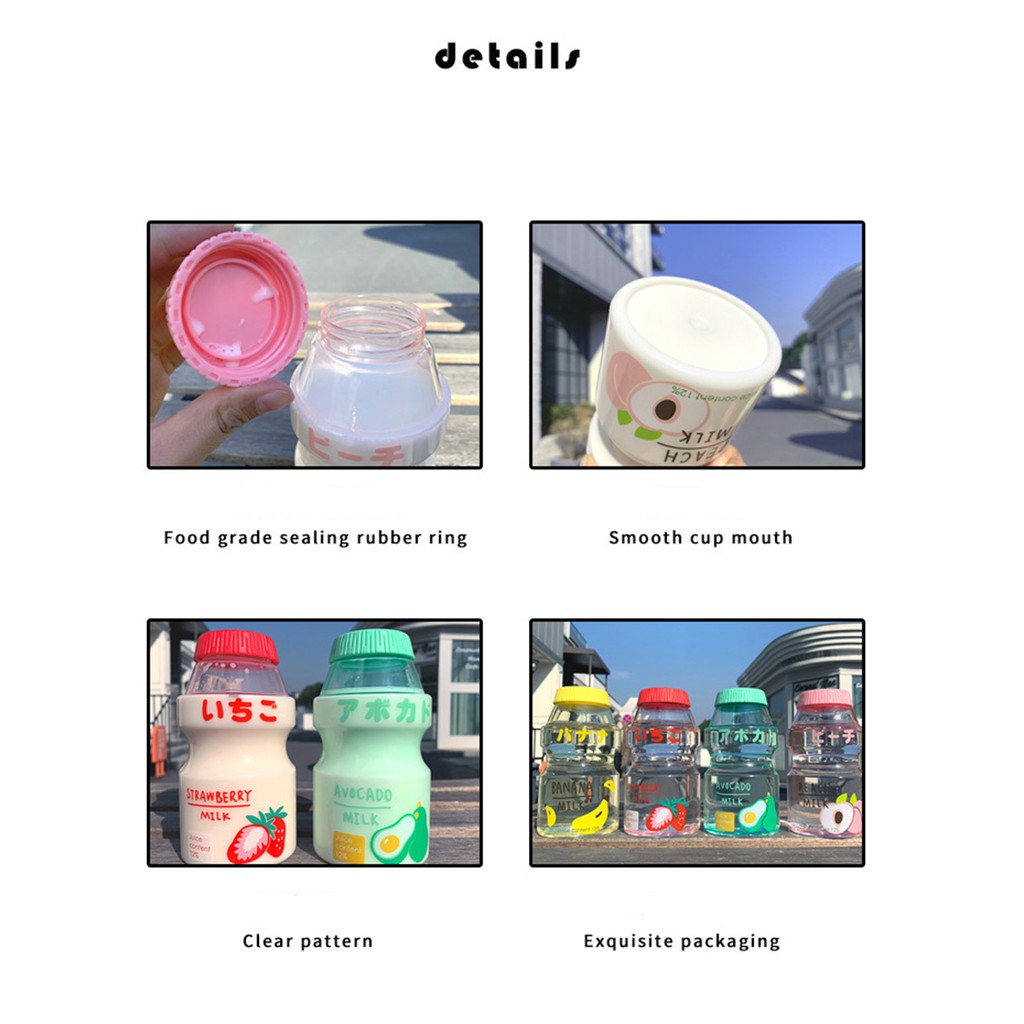 Bình Đựng Nước Nhựa Sữa Chua Cute 480ml, tặng dây đeo bình dễ thương | BigBuy360 - bigbuy360.vn
