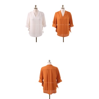 Áo Sơ Mi  Cổ V Tay Xòe Nơ Cách Điệu - QA0140