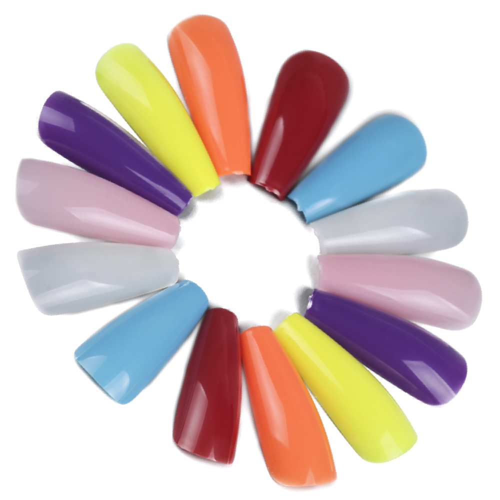 [Hàng mới về] Hộp 100 móng tay giả bằng nhựa acrylic nhiều màu sắc