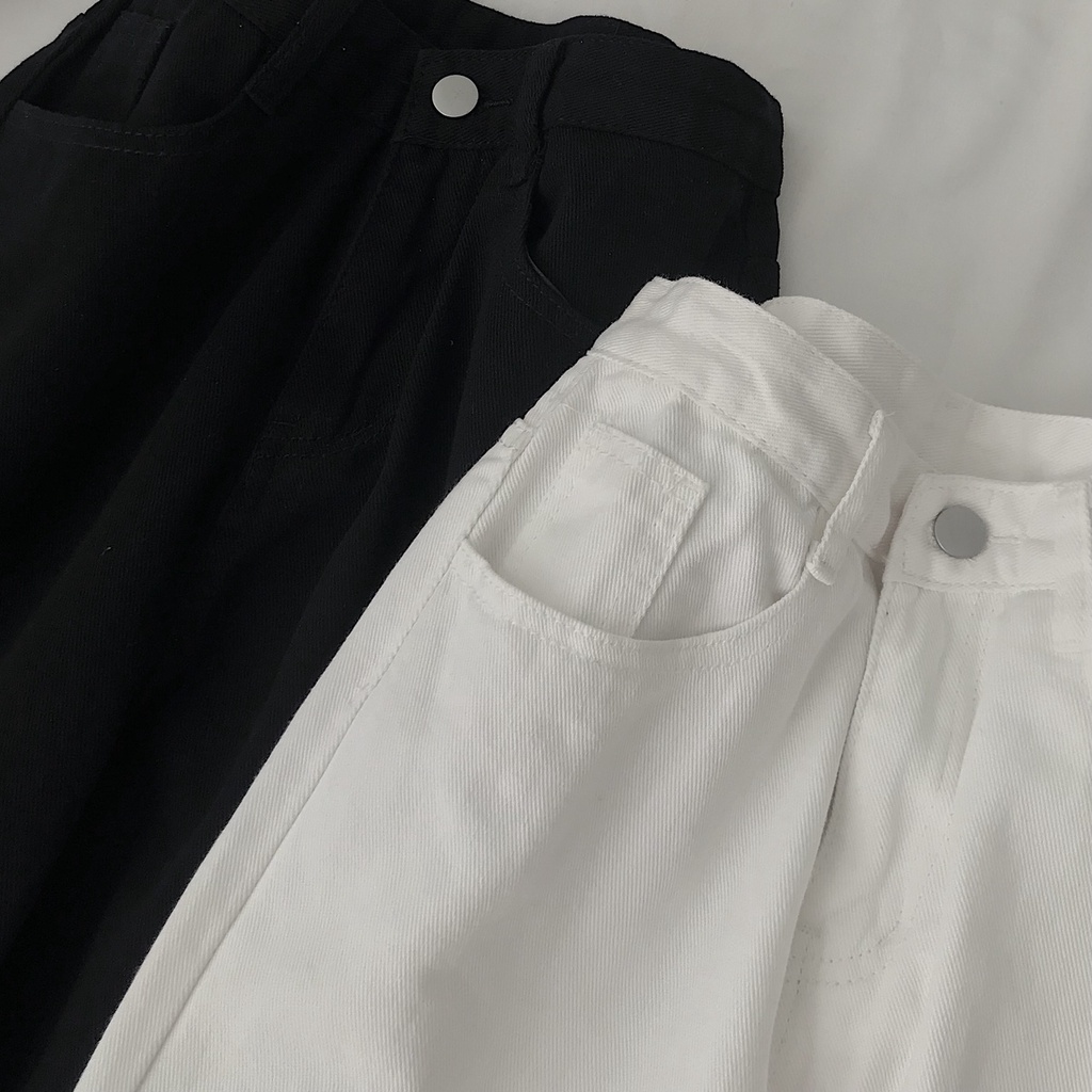 Quần Jean Nữ Ống Rộng JEM CLOSET Ống Đứng SATO Thiết Kế Lưng Cao Siêu Tôn Dáng 2 Màu Trắng Đen 2943