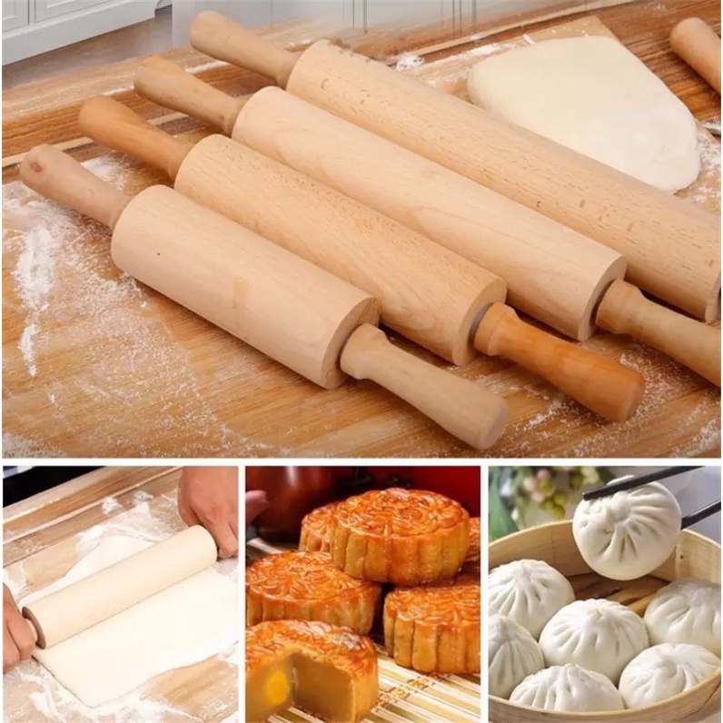 Cán lăn bột gỗ có trục xoay