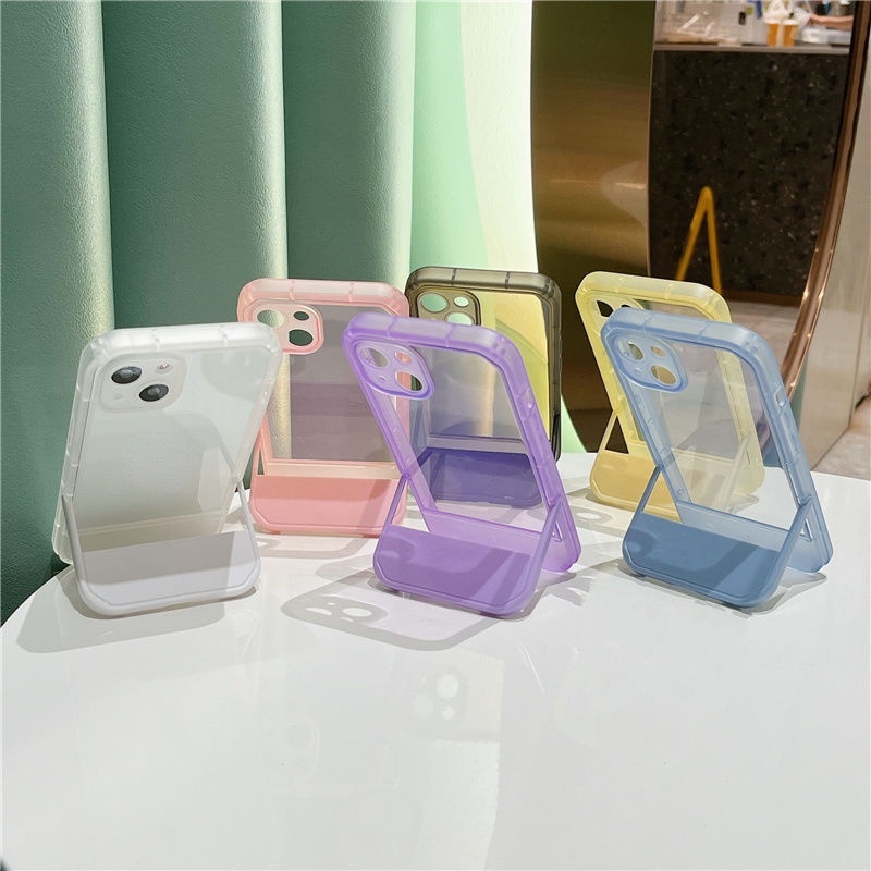 Ốp Điện Thoại Trong Suốt Đơn Giản Kèm Giá Đỡ Cho iphone 12 13 11 Pro Max X Xs Max Xr