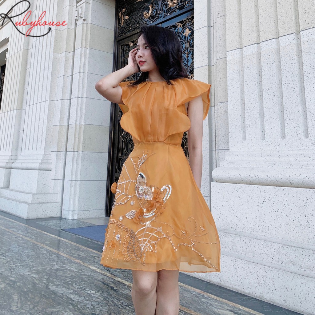 Đầm Thiết Kế Organza Dáng Xòe RUBY HOUSE - Phần Trên Cách Điệu, Đính Cườm Đá Thủ Công Cao Cấp 2987