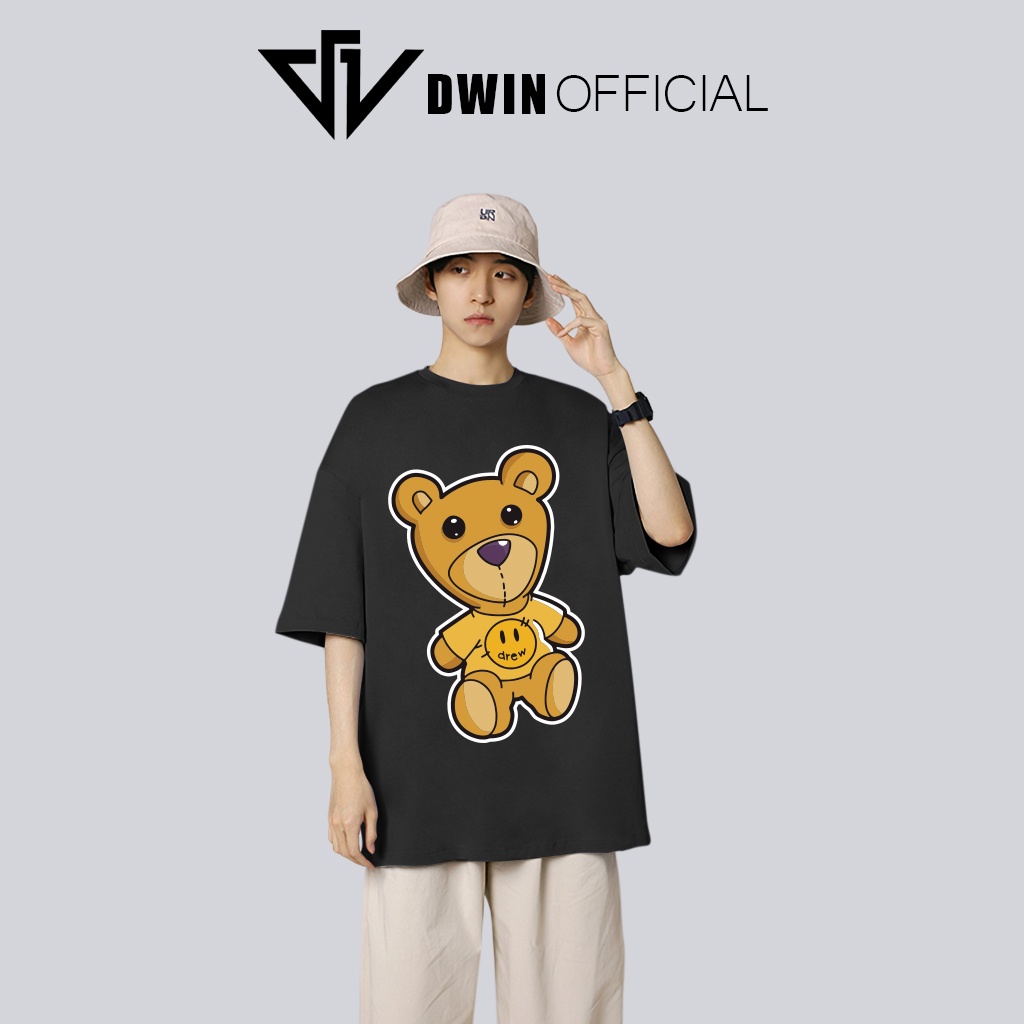 Áo thun unisex bear thời trang DWin basic tee phông trơn nam nữ tay lỡ oversize form rộng