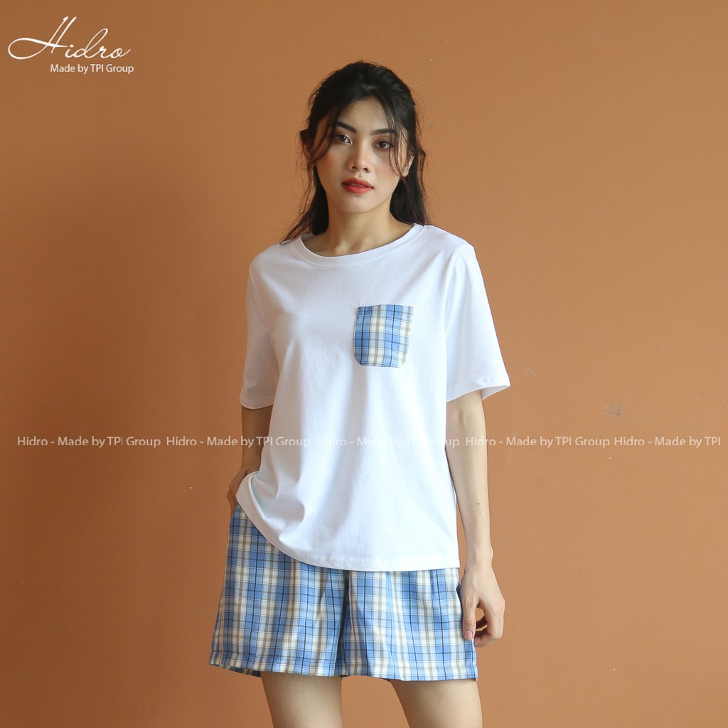 Set Bộ Áo Phông Trơn Phối Túi Kẻ Mix Quần Kẻ Caro