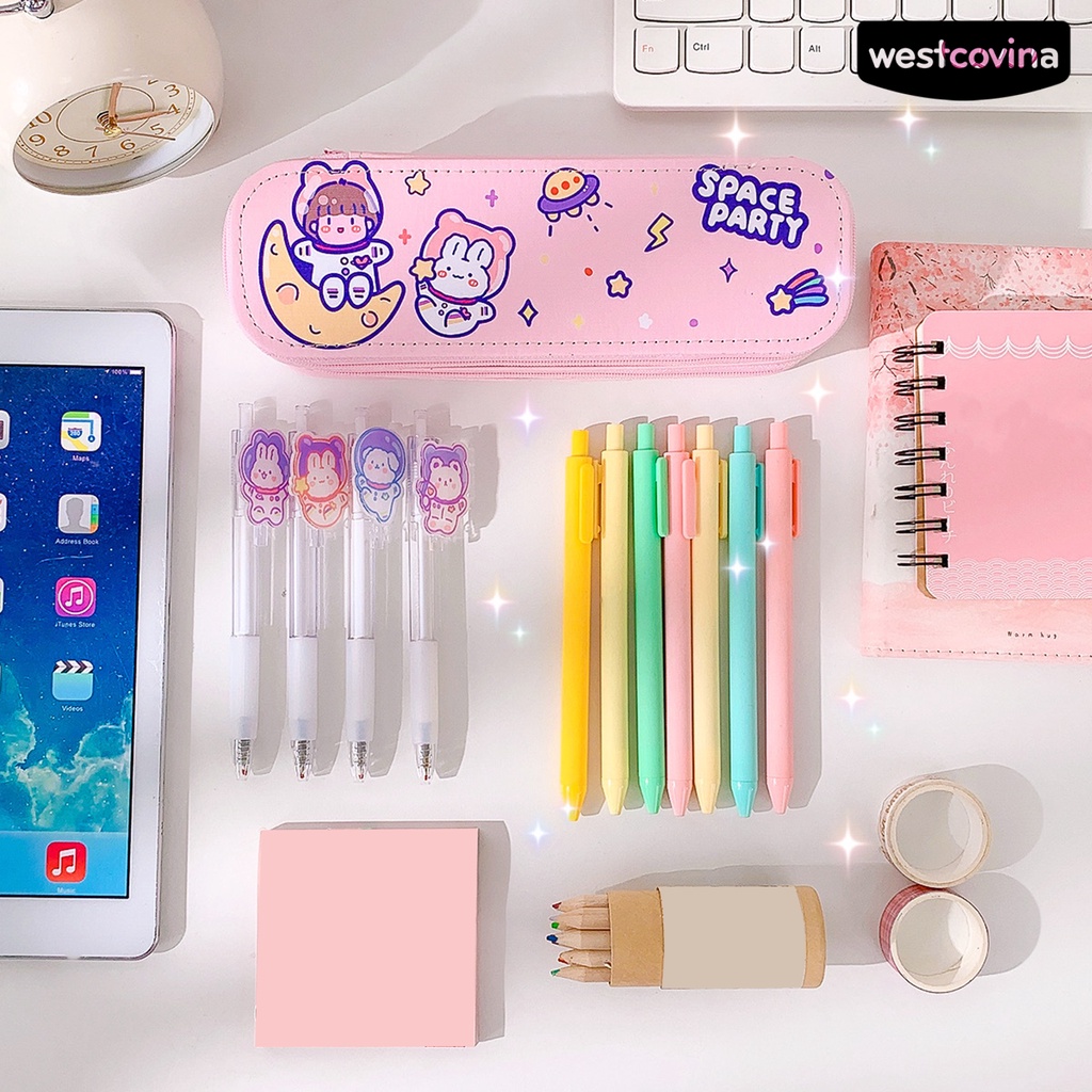 [Hot]✍Túi Đựng Bút Hai Lớp Bằng Da Giả Có Khóa Kéo Kích Thước Lớn