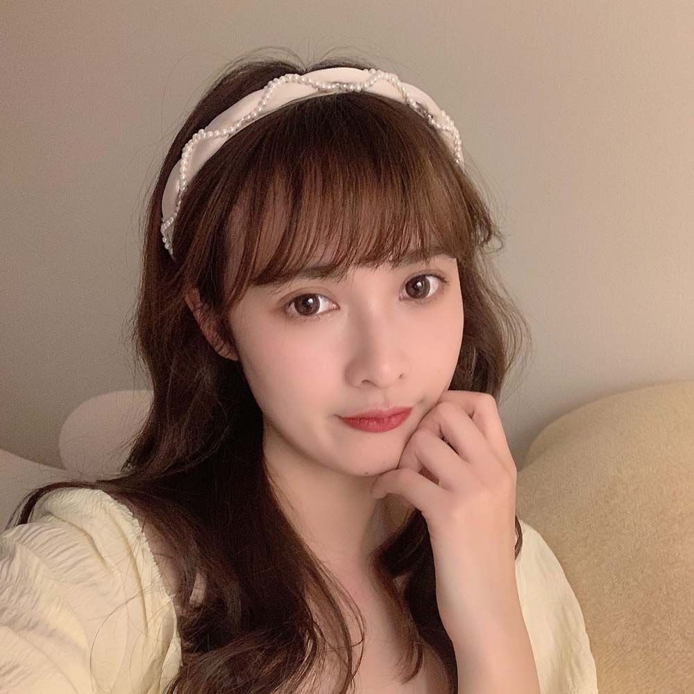 Cài tóc vải đính ngọc trai phong cách Hàn Quốc cổ điển cho nữ