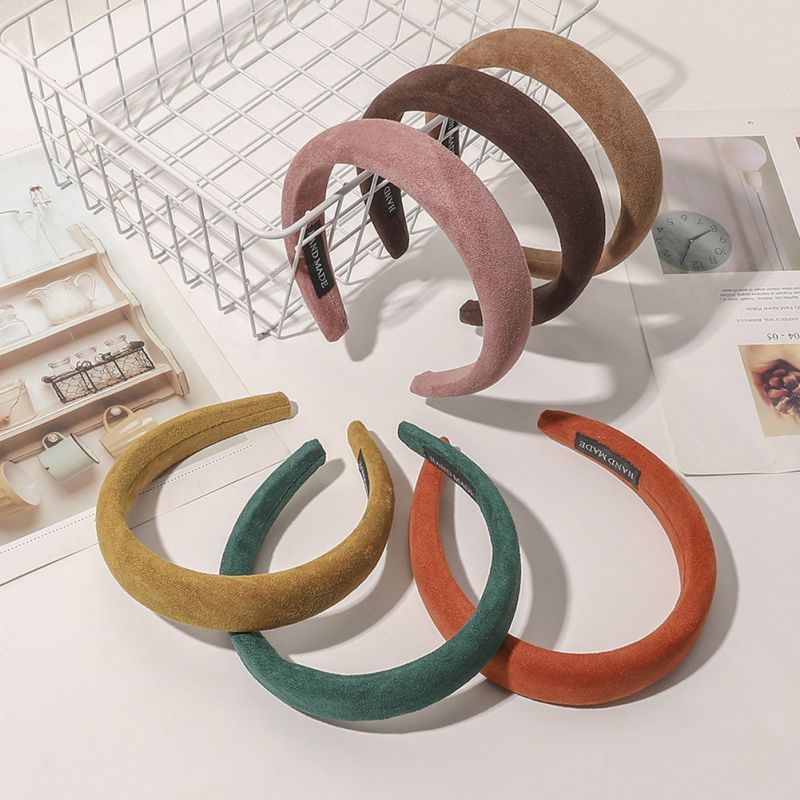 Băng Đô Cài Tóc Bản Rộng Màu Trơn Phong Cách Cổ Điển Thời Trang Cho Nữ