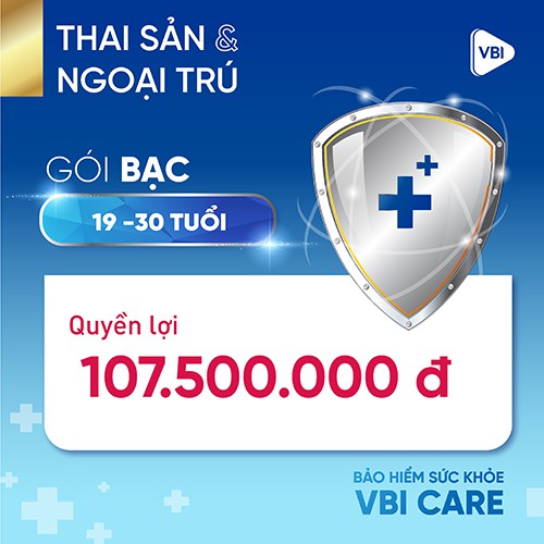 TOÀN QUỐC [E-Voucher] Bảo hiểm sức khỏe - Gói BẠC kèm NGOẠI TRÚ &amp; THAI SẢN (19-30 tuổi)  VBI - VIETINBANK