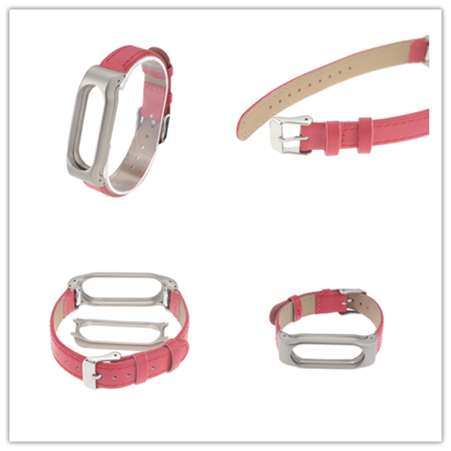 Dây đeo bằng da cho đồng hồ thông minh Xiaomi Mi Band 2 Miband 3