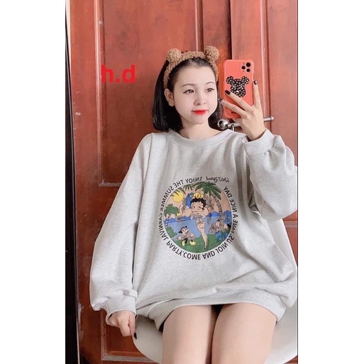 Áo nỉ bo xám cotton HD12