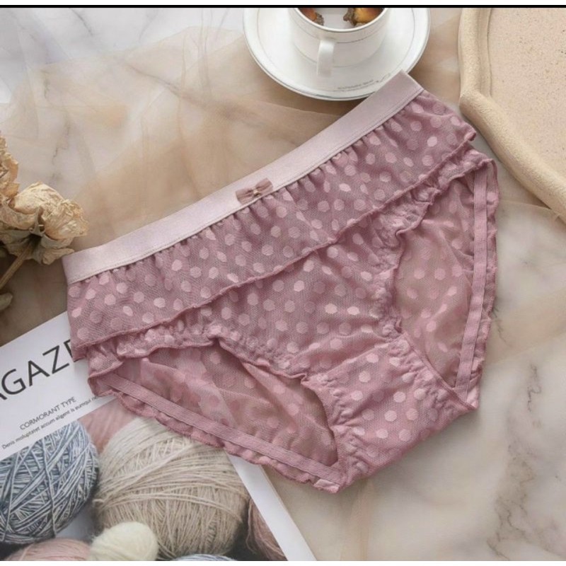 ♥️ Shop Uy Tín ♥️ Quần Lót nữ, Quần lót Ren Chấm Bi Phối Nơ Sexy