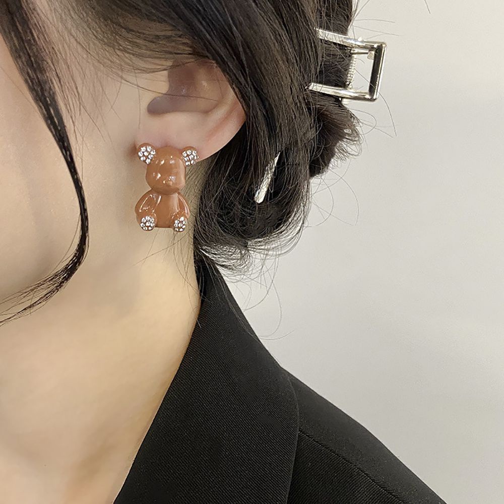 Khuyên tai hình gấu hoạt hình nhiều màu sắc phong cách Hàn Quốc đơn giản thời trang cho nữ