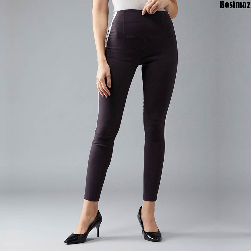 Quần Legging Nữ Bosimaz MS234 dài túi sau màu xám sọc trắng cao cấp, thun co giãn 4 chiều, vải đẹp dày, thoáng mát.