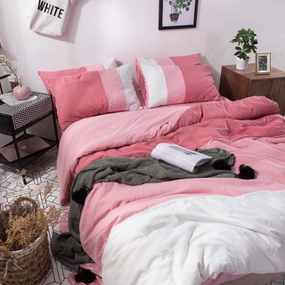 [RẺ VÔ ĐỊCH] Bộ Chăn Ga Cotton Đũi Hàn Quốc Hồng Đậm Pha Nhạt - Set Chăn Ga 4 Món Chất Đũi Mát Lạnh (Miễn phí bo chun)