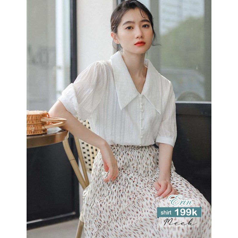 Erin Shirt - Áo sơ mi cổ V tay phồng lỡ - Meek Fashion