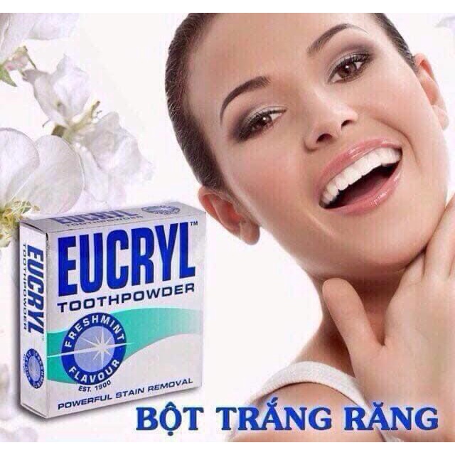 Bột và kem tẩy trắng răng Eucryl Tooth Powder Mỹ làm sạch các vết ố, mảng bám lâu ngày - CO093