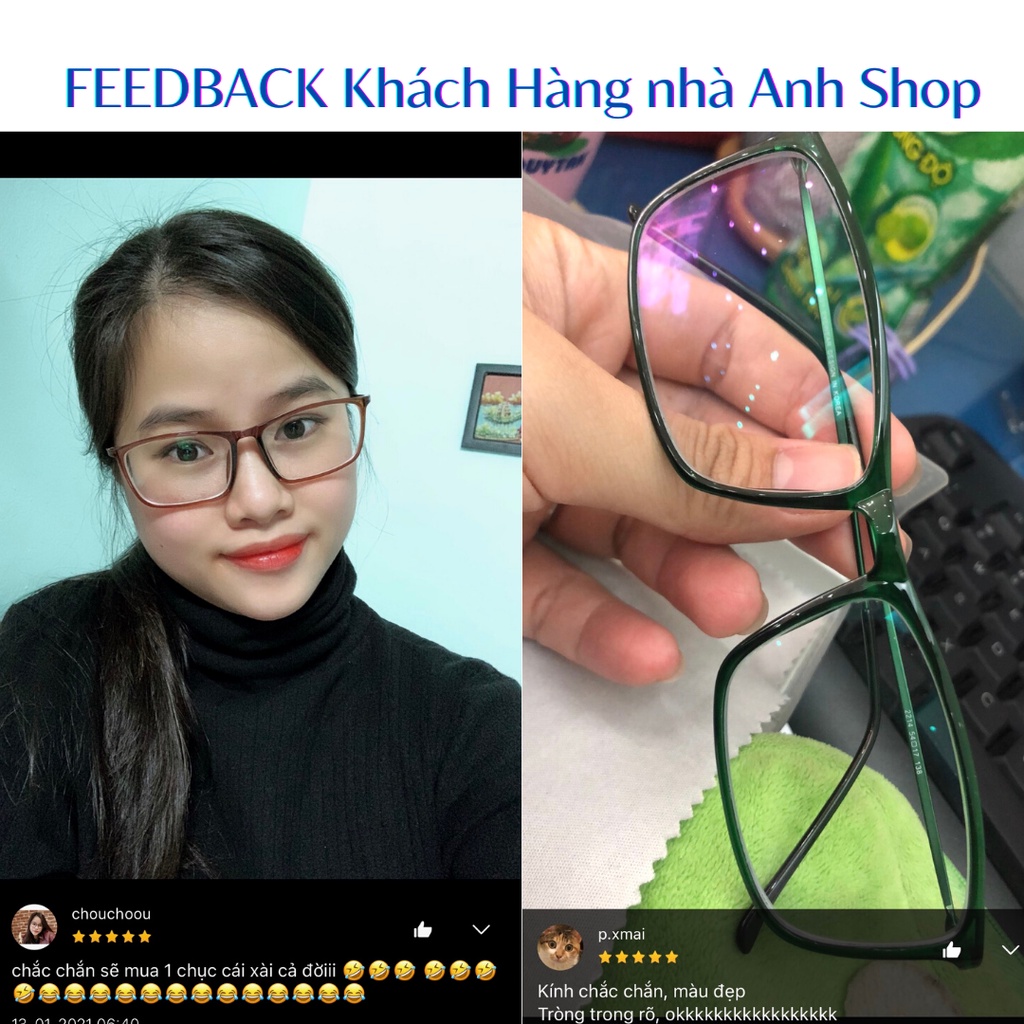 Kính vuông gọng tăm thanh mảnh chất liệu nhựa kết hợp kim loại 2214