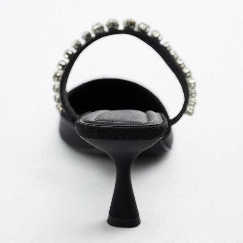 Giày Cao Gót Mũi Nhọn Đính Đá Trang Trí Lấp Lánh Thời Trang Cho Nữ Size 35-42