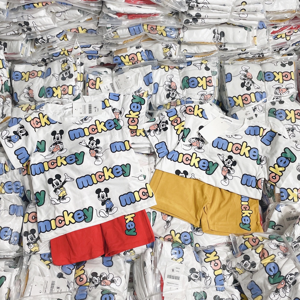 A785- SET 2 BỘ MICKY QUẦN ĐỎ VÀNG