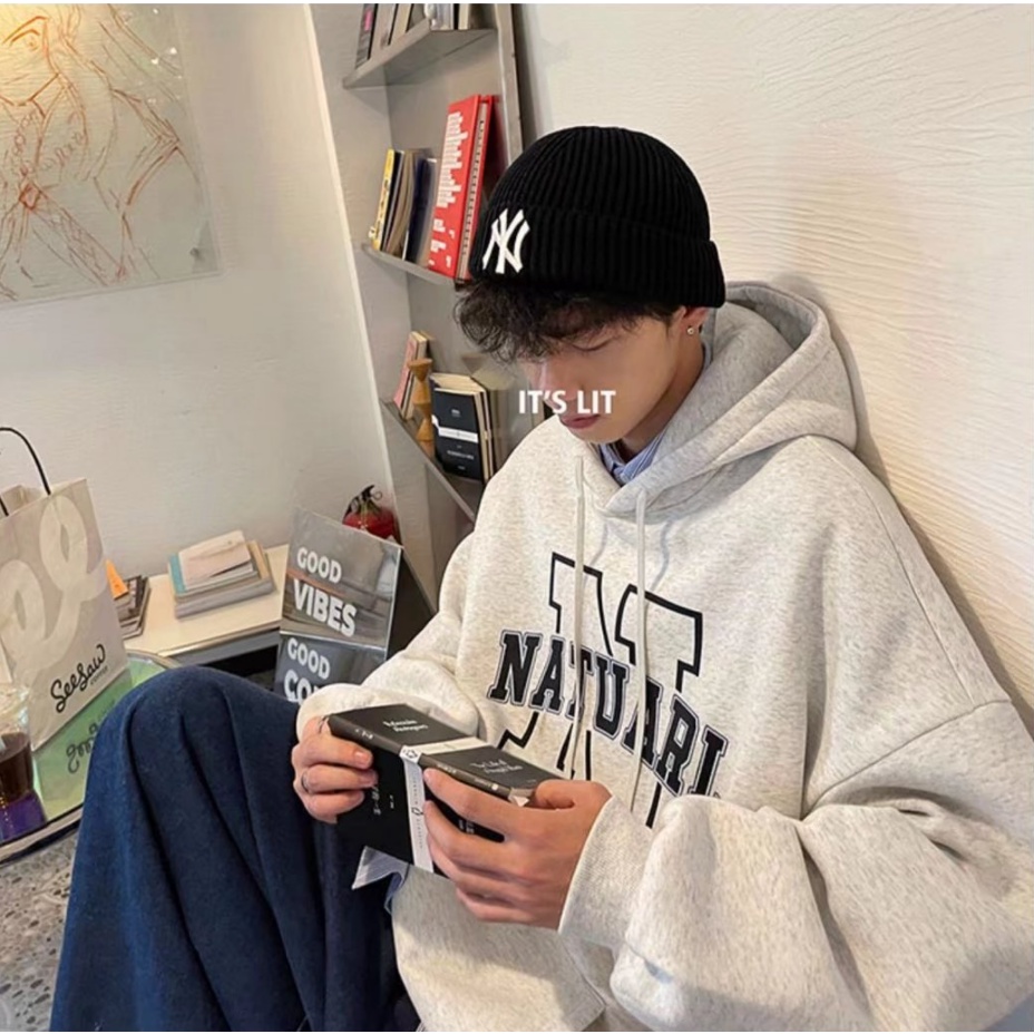 Áo Hoodie Cotton Dáng Rộng In Chữ Phong Cách Hàn Quốc Thời Trang Cho Nam Nữ