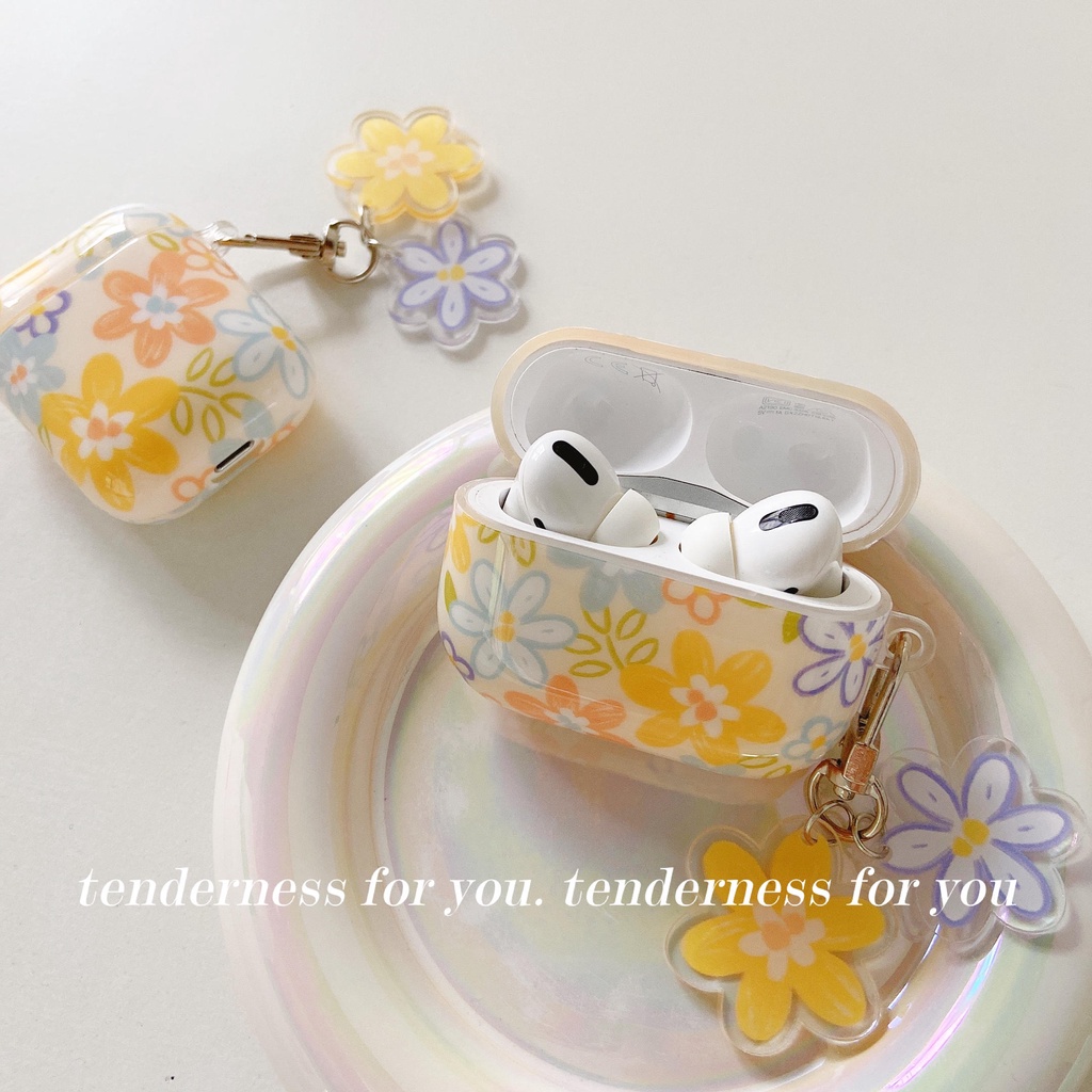 Vỏ Bảo Vệ Hộp Sạc Tai Nghe AirPods3 AirPods3 Màu Kem Trong Suốt Họa Tiết Hoa Dễ Thương 2021 Ốp