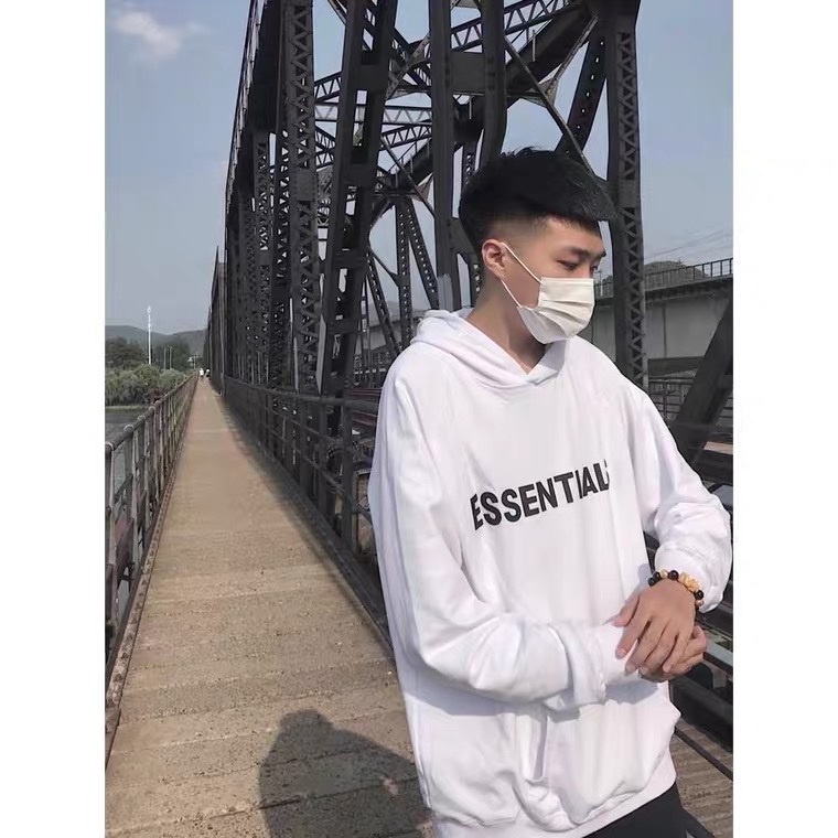 Áo hoodies, nam nữ in chữ Essentials nỉ bông dày có mũ form rộng unisex kiểu ulzzang jacket Sweater