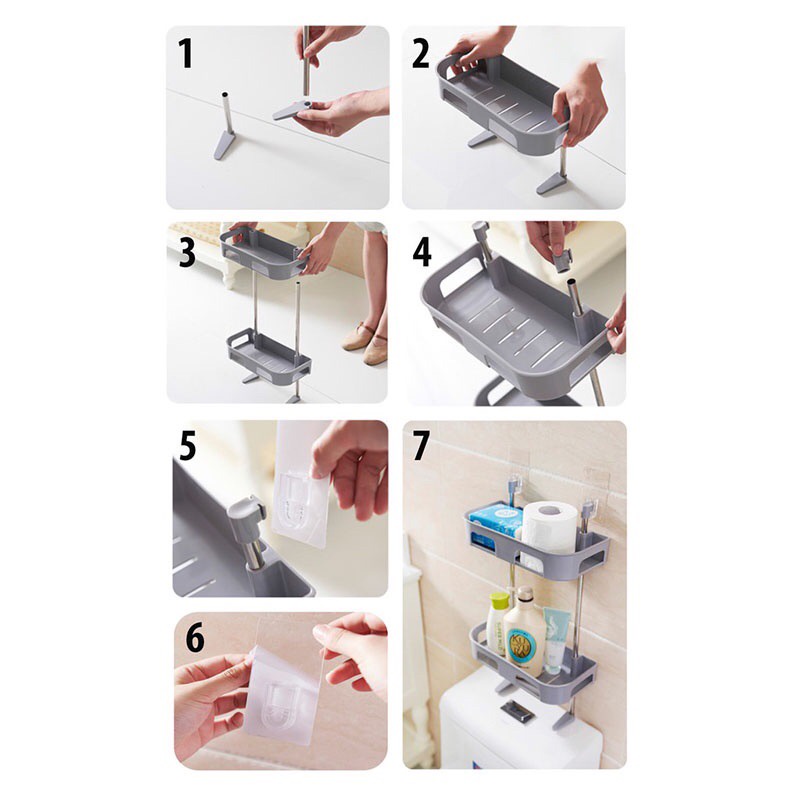 Kệ nhà vệ sinh 3 tầng dán tường đa năng