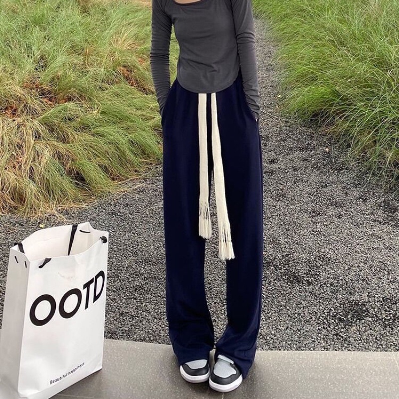 Quần ống rộng IELGY có dây rút phong cách Hàn Quốc thời trang cho nữ