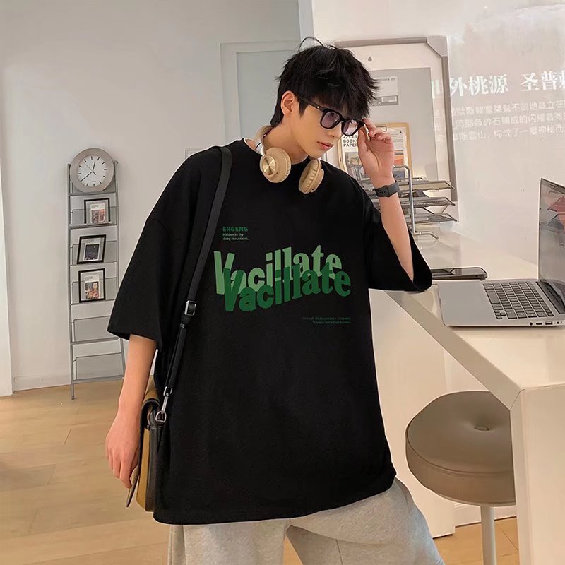 Áo Thun Dáng Rộng In Chữ Phong Cách Hip Hop Hàn Quốc Thời Trang Mùa Hè Cho Nam Và Nữ size M-8XL