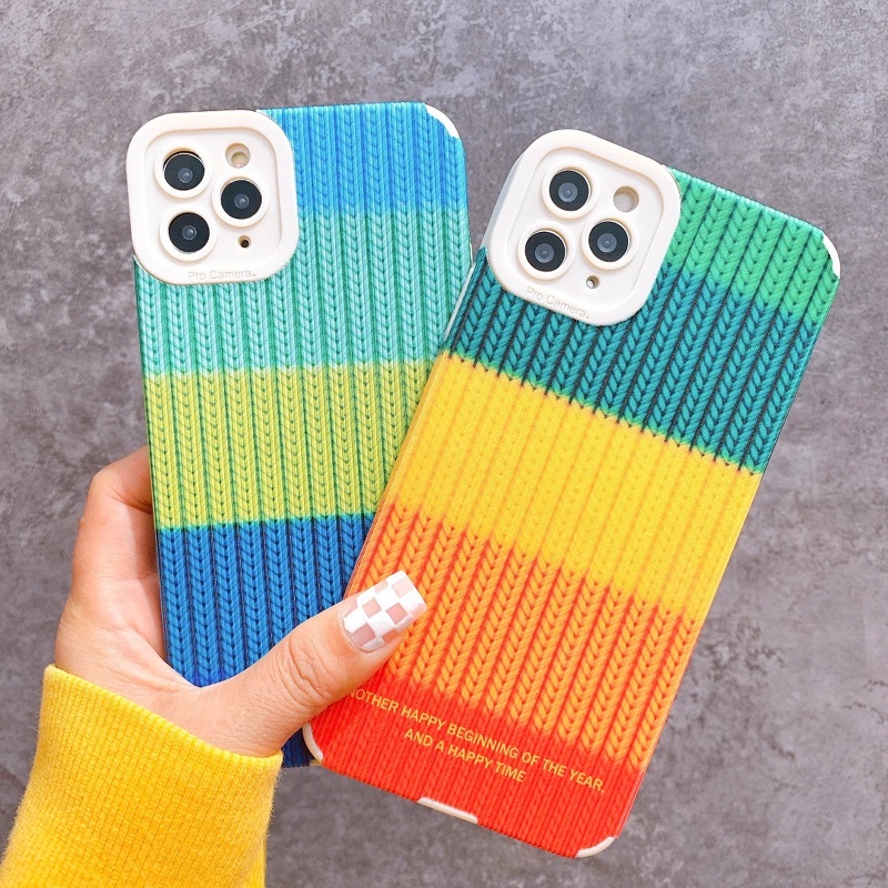 Ốp Lưng Da Sọc Nổi Bảo Vệ Camera Color