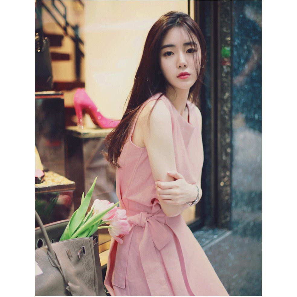 Đầm Sát Nách Chất Cotton Phối Nơ Nữ Tính | BigBuy360 - bigbuy360.vn