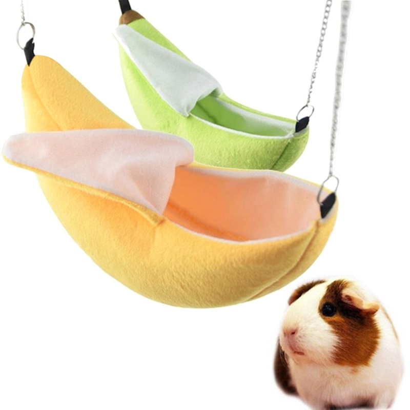 Võng nằm dạng treo ấm áp hình quả chuối 2 màu tùy chọn đáng yêu cho chuột hamster/ sóc