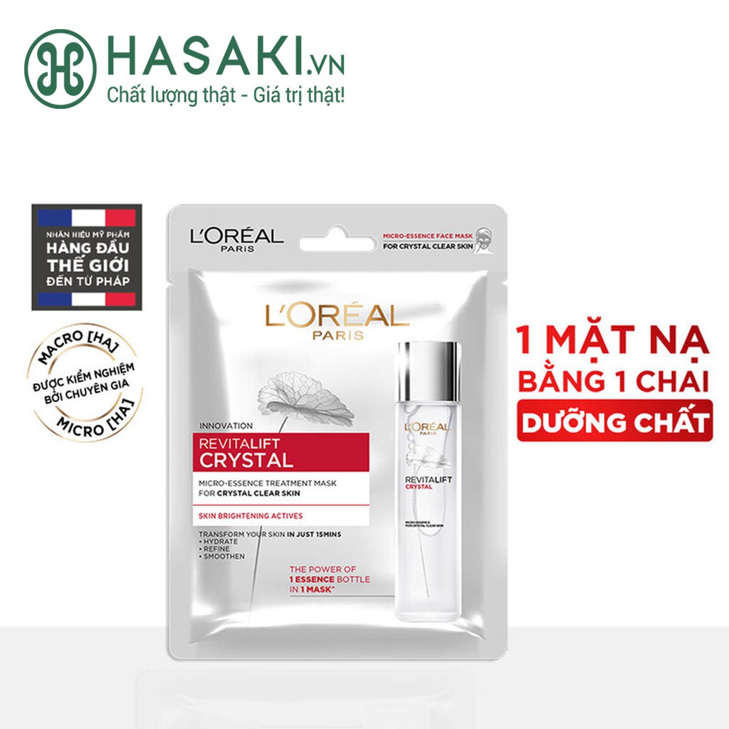 Mặt Nạ L'Oreal Dưỡng Da Pha Lê Trắng Sáng Revitalift Crystal Micro-Essence Treatment Mask 1 Miếng