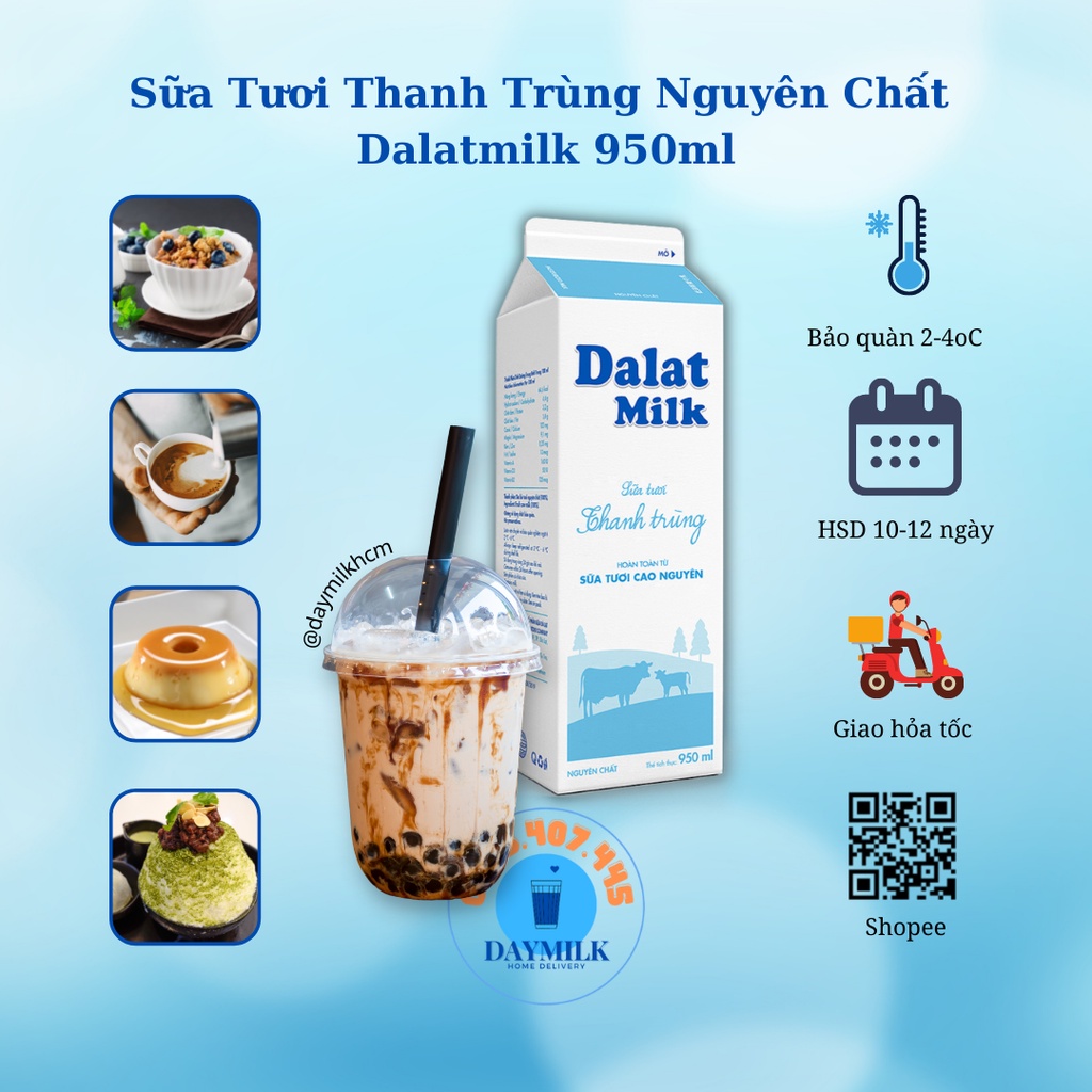 - Sữa Tươi Thanh Trùng Dalatmilk 950ml