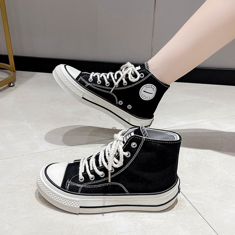 Giày thể thao sneakers nữ💥ẢNH +VIDEO THẬT💥 dây vặn thừng cổ cao GÓT VÁT độn 3cm 2022