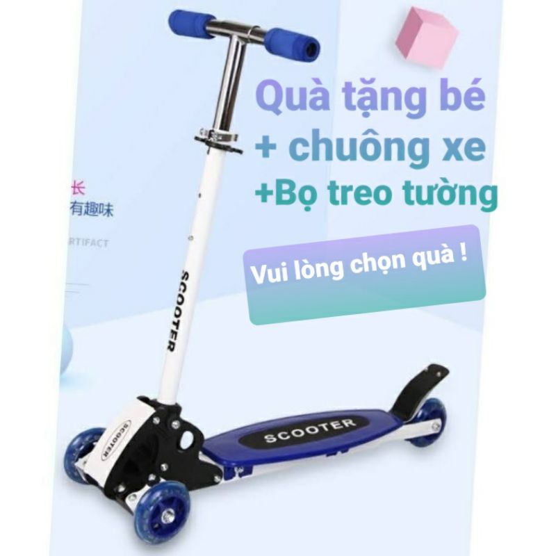 ♕▫Xe trượt scooter trẻ em 3 bánh,xe đẩy chân cho bé