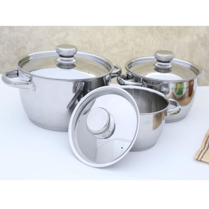 Bộ 3 nồi inox 3 đáy cao cấp nắp inox FIVESTAR